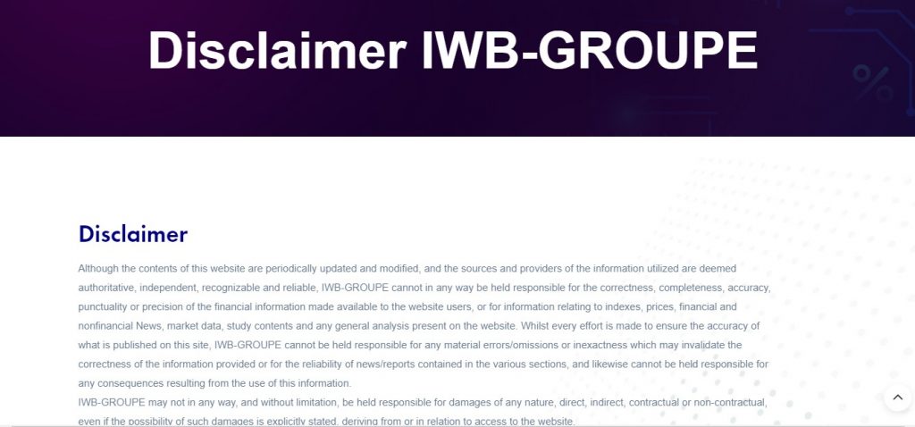 Page ''Informations réglementaires'' de Iwb-groupe.com