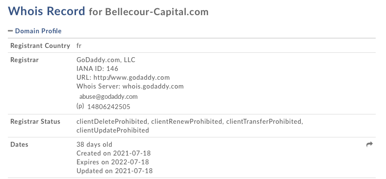 Whois du site bellecour-capital.com