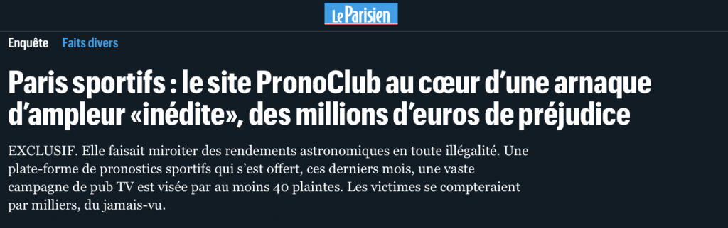 Le parisien Pronoclub arnaque