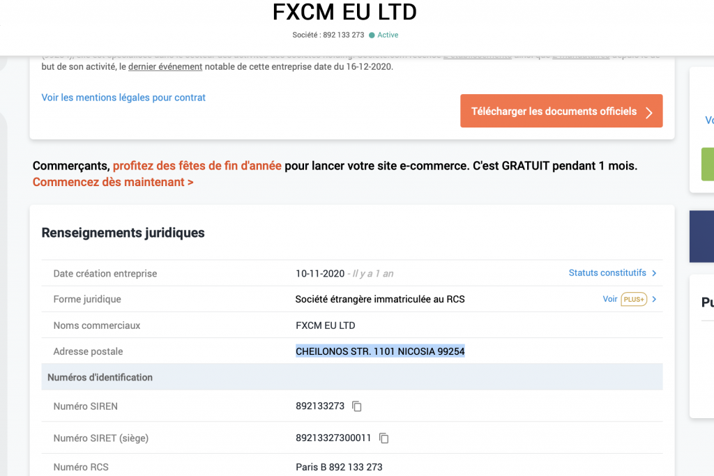 Société FXCM EU LTD
