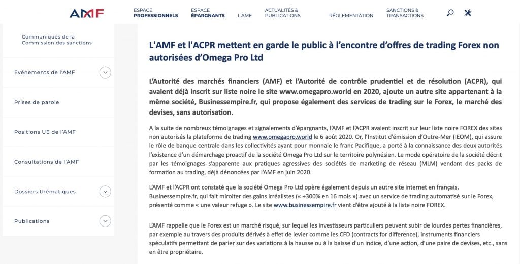 goglobal.network Omegapro AMF