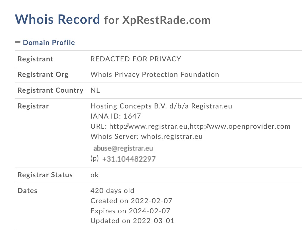 xprestrade.com whois