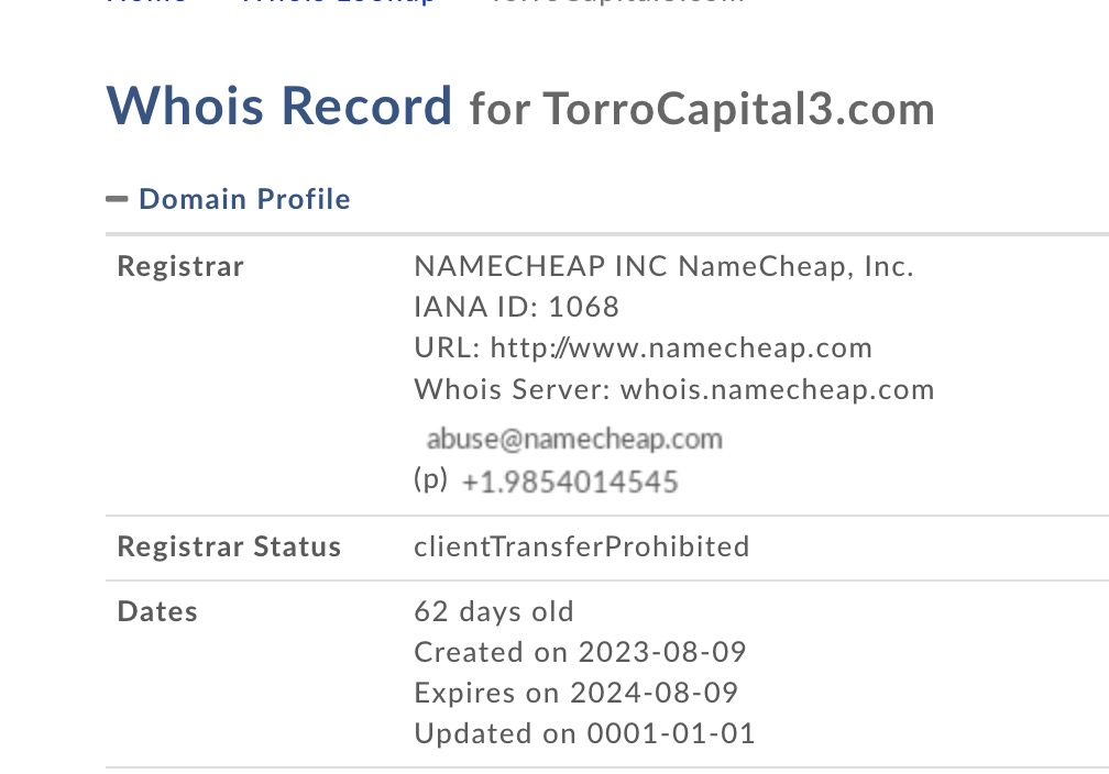 torrocapital3 whois