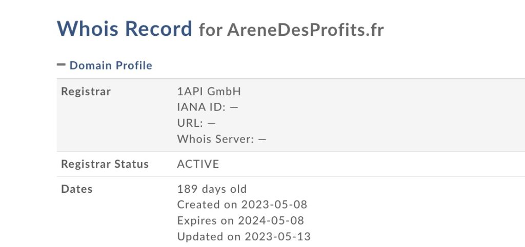 arenedesprofits.fr whois