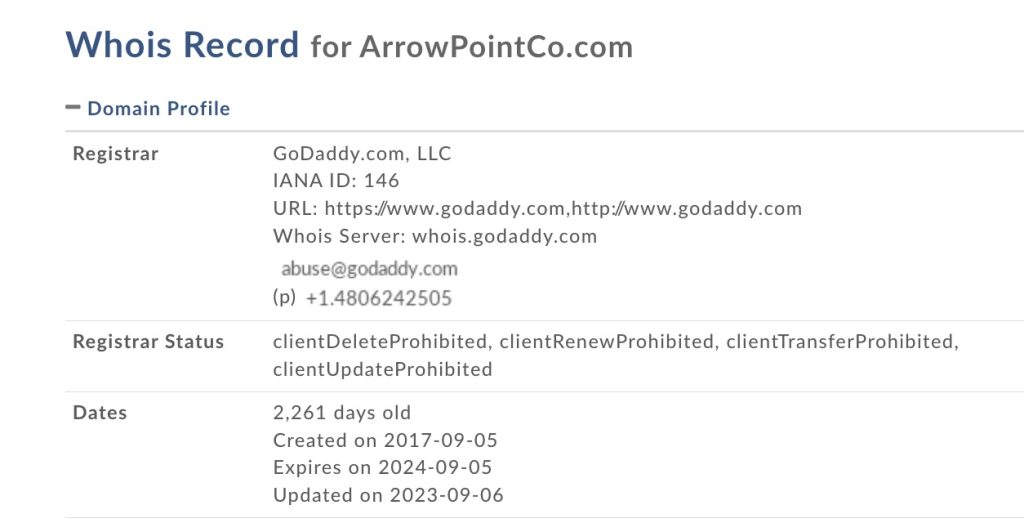 arrowpointco whois