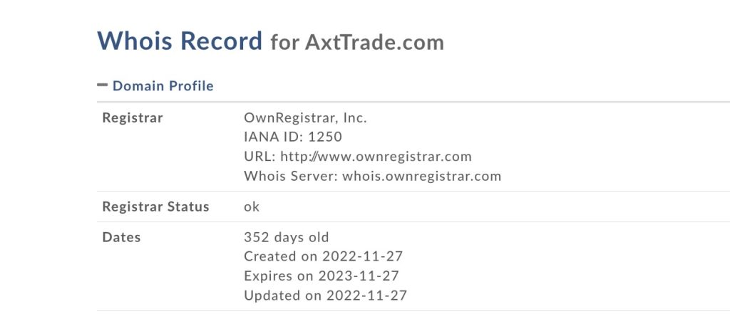 axttrade.com whois