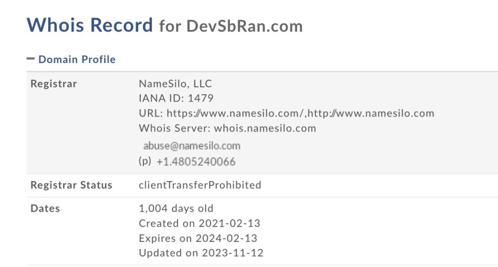 devsbran.com whois