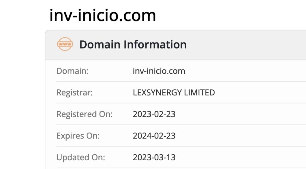 inv inicio.com whois