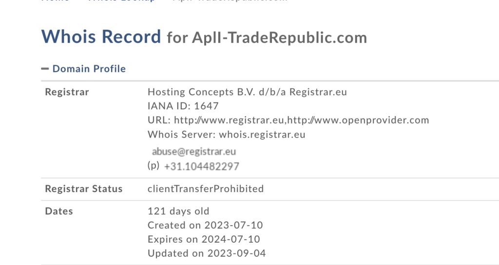 log.apli traderepublic.com whois