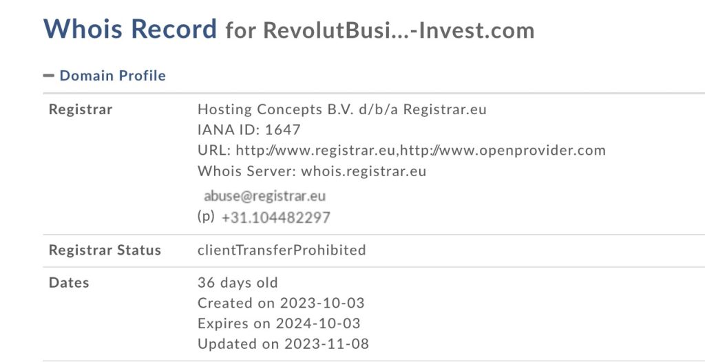 revolutbusiness invest.com whois