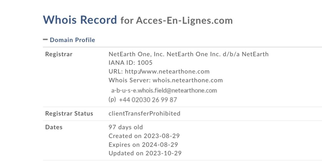 acces en lignes.com whois