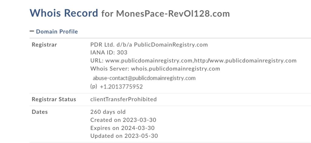 monespace revol128.com whois