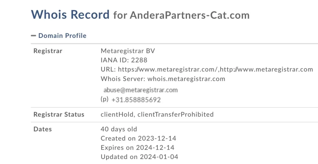 anderapartners cat.com whois