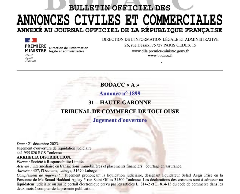 arcovaofficiel liquidation