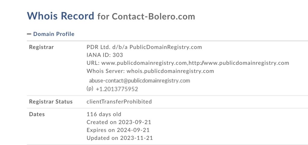contact bolero.com whois