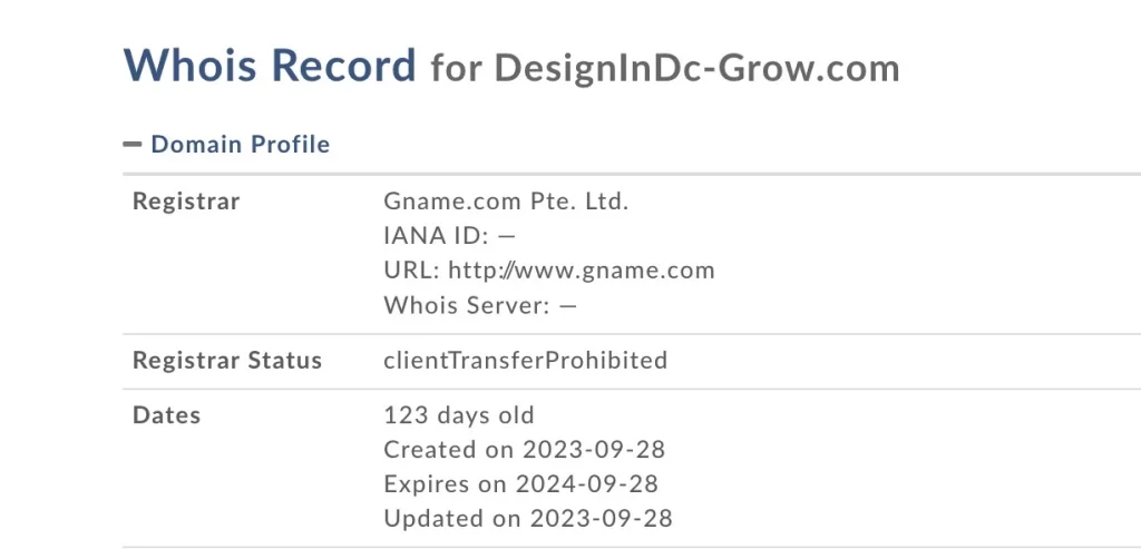 designindc grow.com whois