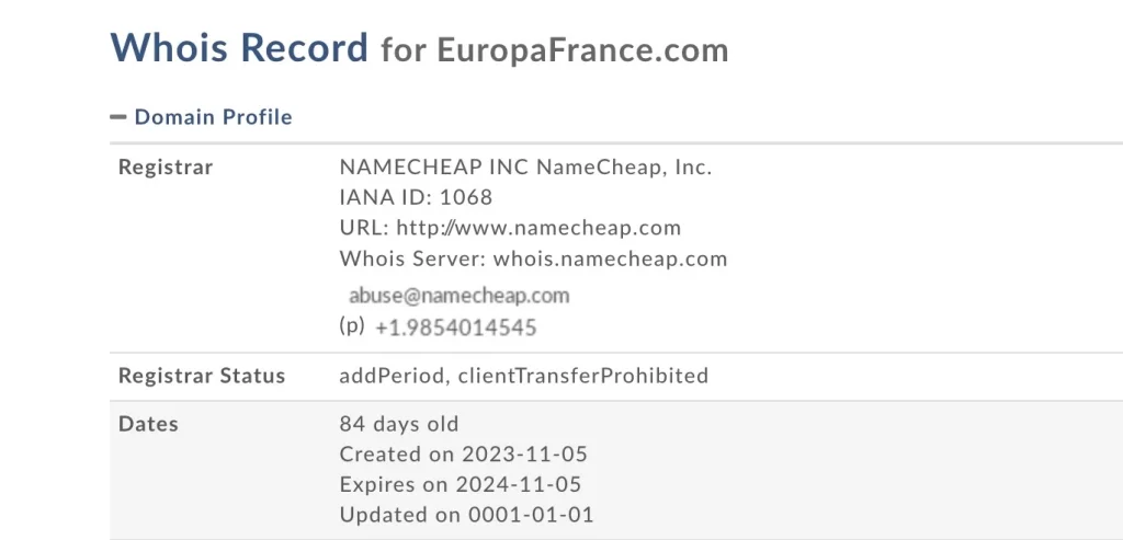 europafrance.com whois