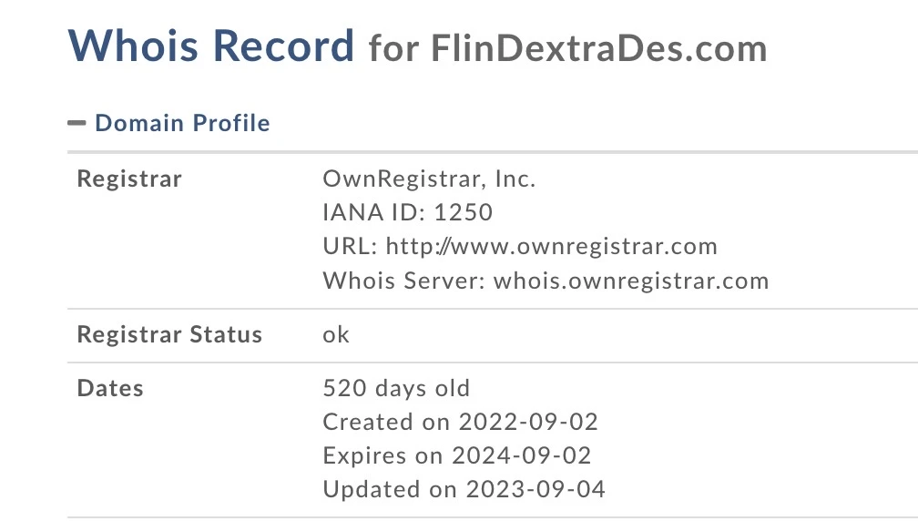 flindextrades.com whois