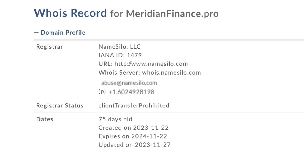meridianfinance whois