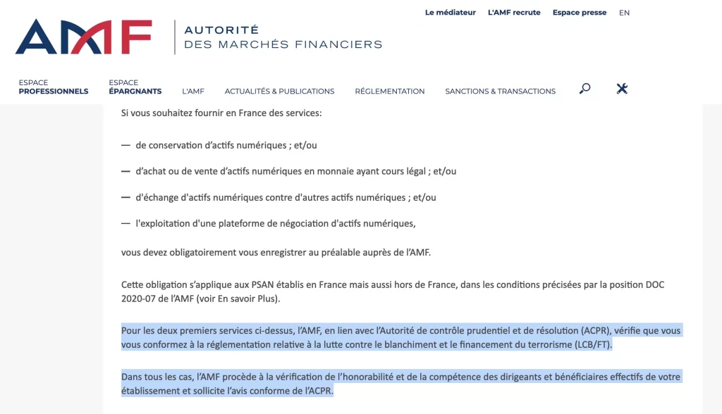AMF honorabilité PSAN blanchiment Franck Alexandre