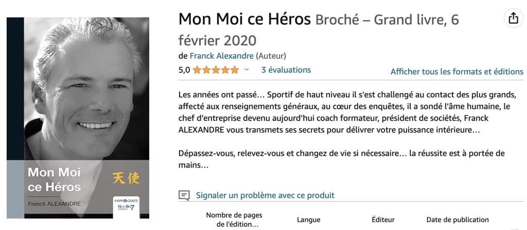 Fiche Amazon du livre de Franck ALexandre: "Mon Moi ce Héros".