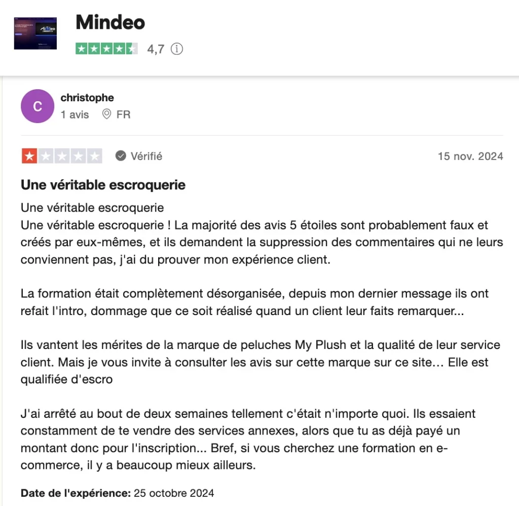 Mindeo avis Yoni Denzel trustpilot