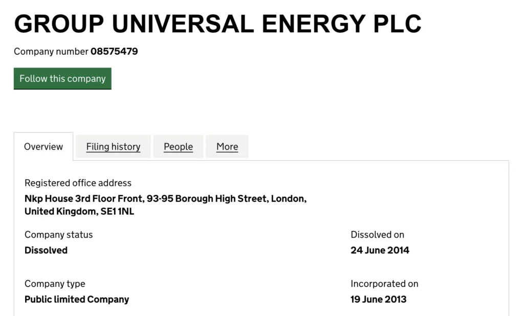  Group Universal Energy PLC